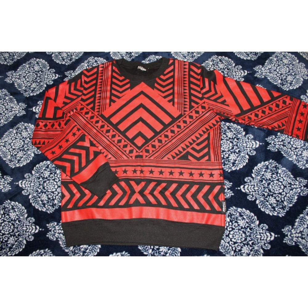 NWOT Jaded London Red Black Abstract Pull Over Sweatshirt Sweater - Size Small